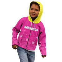 Custom Barbados 2026 Cricket Kid Hoodie Tridents Rise Pink Version