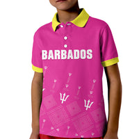 Custom Barbados 2026 Cricket Kid Polo Shirt Tridents Rise Pink Version