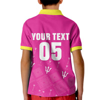 Custom Barbados 2026 Cricket Kid Polo Shirt Tridents Rise Pink Version