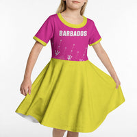 Custom Barbados 2026 Cricket Kid Short Sleeve Dress Tridents Rise Pink Version
