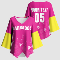 Custom Barbados 2026 Cricket Kimono Sleeve Blouse Tridents Rise Pink Version