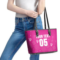 Custom Barbados 2026 Cricket Leather Tote Bag Tridents Rise Pink Version