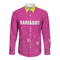 Custom Barbados 2026 Cricket Long Sleeve Button Shirt Tridents Rise Pink Version