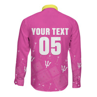 Custom Barbados 2026 Cricket Long Sleeve Button Shirt Tridents Rise Pink Version
