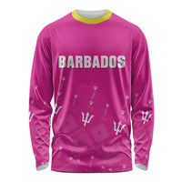 Custom Barbados 2026 Cricket Long Sleeve Shirt Tridents Rise Pink Version