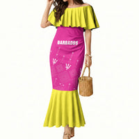 Custom Barbados 2026 Cricket Mermaid Dress Tridents Rise Pink Version