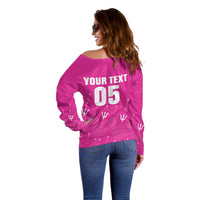 Custom Barbados 2026 Cricket Off Shoulder Sweater Tridents Rise Pink Version