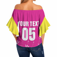 Custom Barbados 2026 Cricket Off Shoulder Wrap Waist Top Tridents Rise Pink Version