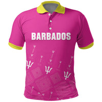Custom Barbados 2026 Cricket Polo Shirt Tridents Rise Pink Version