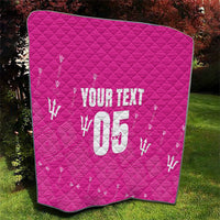 Custom Barbados 2026 Cricket Quilt Tridents Rise Pink Version