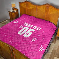 Custom Barbados 2026 Cricket Quilt Tridents Rise Pink Version
