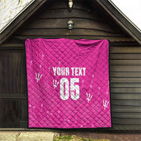 Custom Barbados 2026 Cricket Quilt Tridents Rise Pink Version