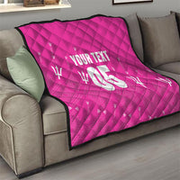 Custom Barbados 2026 Cricket Quilt Tridents Rise Pink Version