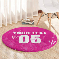Custom Barbados 2026 Cricket Round Carpet Tridents Rise Pink Version