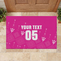 Custom Barbados 2026 Cricket Rubber Doormat Tridents Rise Pink Version