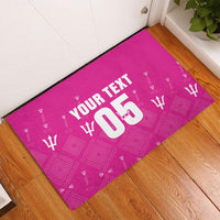 Custom Barbados 2026 Cricket Rubber Doormat Tridents Rise Pink Version