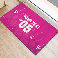Custom Barbados 2026 Cricket Rubber Doormat Tridents Rise Pink Version