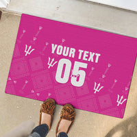 Custom Barbados 2026 Cricket Rubber Doormat Tridents Rise Pink Version
