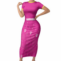 Custom Barbados 2026 Cricket Short Sleeve Bodycon Dress Tridents Rise Pink Version