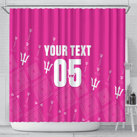 Custom Barbados 2026 Cricket Shower Curtain Tridents Rise Pink Version
