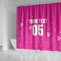 Custom Barbados 2026 Cricket Shower Curtain Tridents Rise Pink Version