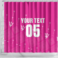 Custom Barbados 2026 Cricket Shower Curtain Tridents Rise Pink Version