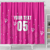 Custom Barbados 2026 Cricket Shower Curtain Tridents Rise Pink Version
