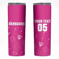 Custom Barbados 2026 Cricket Skinny Tumbler Tridents Rise Pink Version