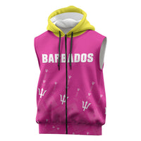 Custom Barbados 2026 Cricket Sleeveless Zip Hoodie Tridents Rise Pink Version