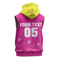 Custom Barbados 2026 Cricket Sleeveless Zip Hoodie Tridents Rise Pink Version
