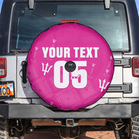 Custom Barbados 2026 Cricket Spare Tire Cover Tridents Rise Pink Version