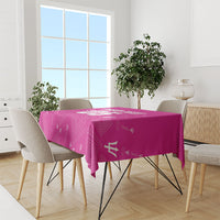Custom Barbados 2026 Cricket Tablecloth Tridents Rise Pink Version