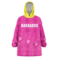 Custom Barbados 2026 Cricket Wearable Blanket Hoodie Tridents Rise Pink Version