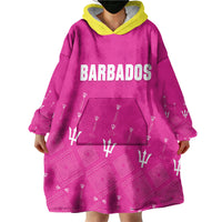 Custom Barbados 2026 Cricket Wearable Blanket Hoodie Tridents Rise Pink Version