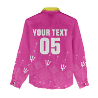 Custom Barbados 2026 Cricket Women Casual Shirt Tridents Rise Pink Version