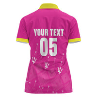 Custom Barbados 2026 Cricket Women Polo Shirt Tridents Rise Pink Version