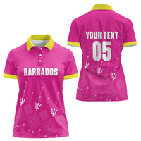 Custom Barbados 2026 Cricket Women Polo Shirt Tridents Rise Pink Version