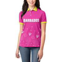 Custom Barbados 2026 Cricket Women Polo Shirt Tridents Rise Pink Version