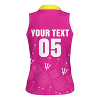 Custom Barbados 2026 Cricket Women Sleeveless Polo Shirt Tridents Rise Pink Version