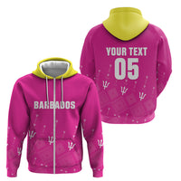 Custom Barbados 2026 Cricket Zip Hoodie Tridents Rise Pink Version