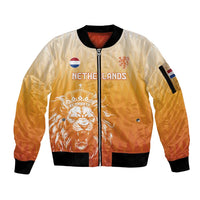Custom Netherlands 2024 Football Sleeve Zip Bomber Jacket Go Champions Oranje Lions LT05 - Wonder Print Shop