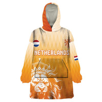 Custom Netherlands 2024 Football Wearable Blanket Hoodie Go Champions Oranje Lions LT05 - Wonder Print Shop