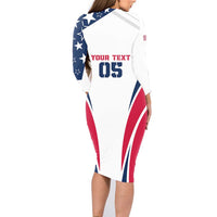 Custom USA Rugby 2024 Family Matching Long Sleeve Bodycon Dress and Hawaiian Shirt Eagles Reigns Supreme White Version LT05 - Wonder Print Shop