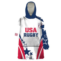 Custom USA Rugby 2024 Wearable Blanket Hoodie Eagles Reigns Supreme White Version LT05 - Wonder Print Shop