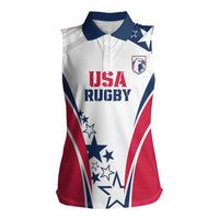 Custom USA Rugby 2024 Women Sleeveless Polo Shirt Eagles Reigns Supreme White Version LT05 - Wonder Print Shop