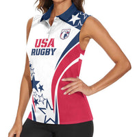 Custom USA Rugby 2024 Women Sleeveless Polo Shirt Eagles Reigns Supreme White Version LT05 - Wonder Print Shop