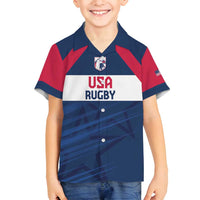 Custom USA Rugby 2024 Family Matching Long Sleeve Bodycon Dress and Hawaiian Shirt Eagles Reigns Supreme Blue Version LT05 - Wonder Print Shop