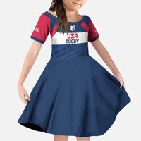 Custom USA Rugby 2024 Family Matching Off Shoulder Maxi Dress and Hawaiian Shirt Eagles Reigns Supreme Blue Version LT05 - Wonder Print Shop