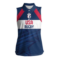 Custom USA Rugby 2024 Women Sleeveless Polo Shirt Eagles Reigns Supreme Blue Version LT05 - Wonder Print Shop