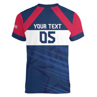 Custom USA Rugby 2024 Women V-Neck T-Shirt Eagles Reigns Supreme Blue Version LT05 - Wonder Print Shop